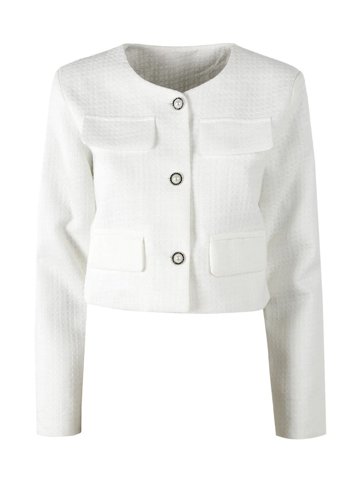 Solada Giacca cropped da donna in tweed - bianco