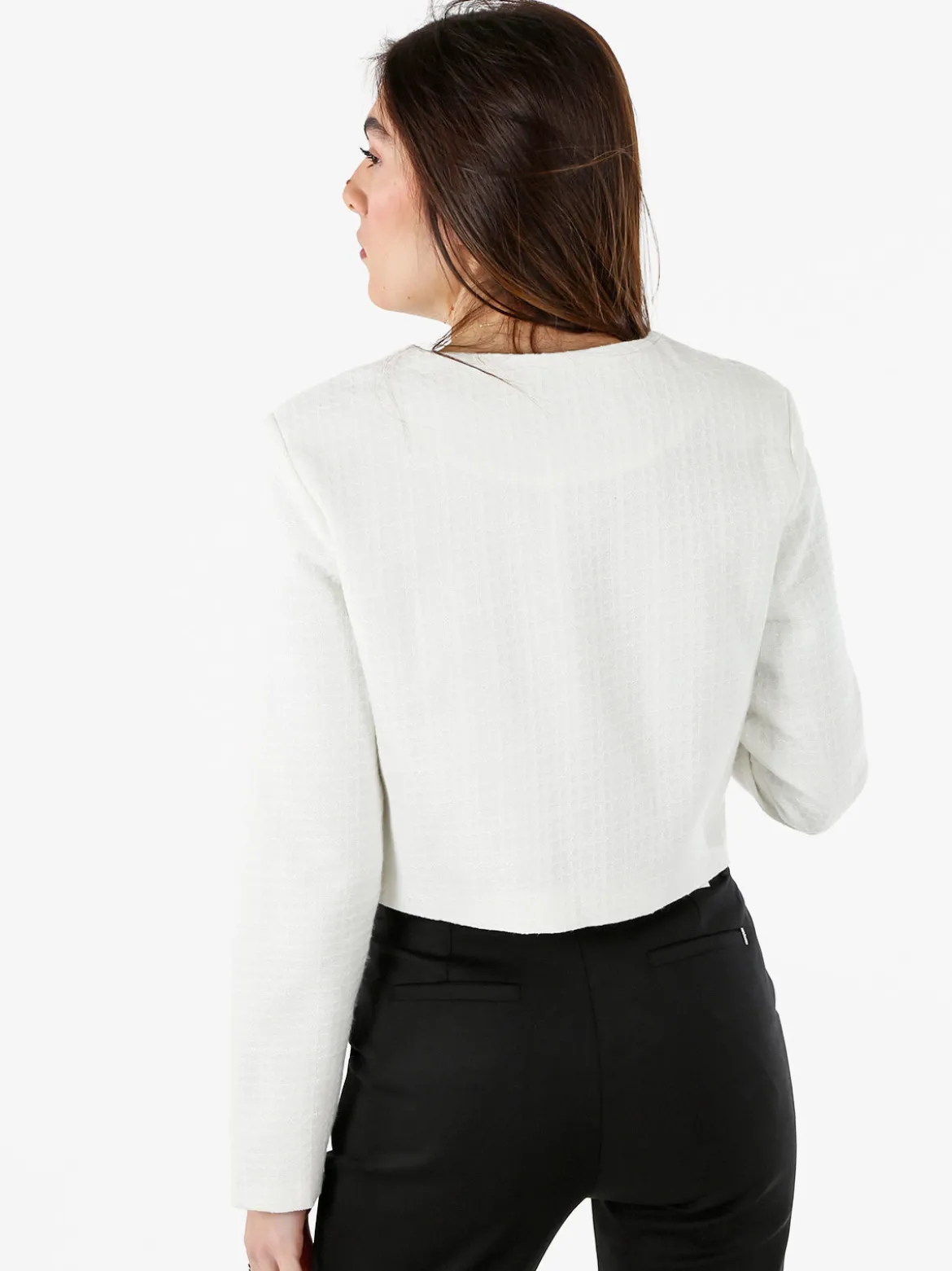 Solada Giacca cropped da donna in tweed - bianco