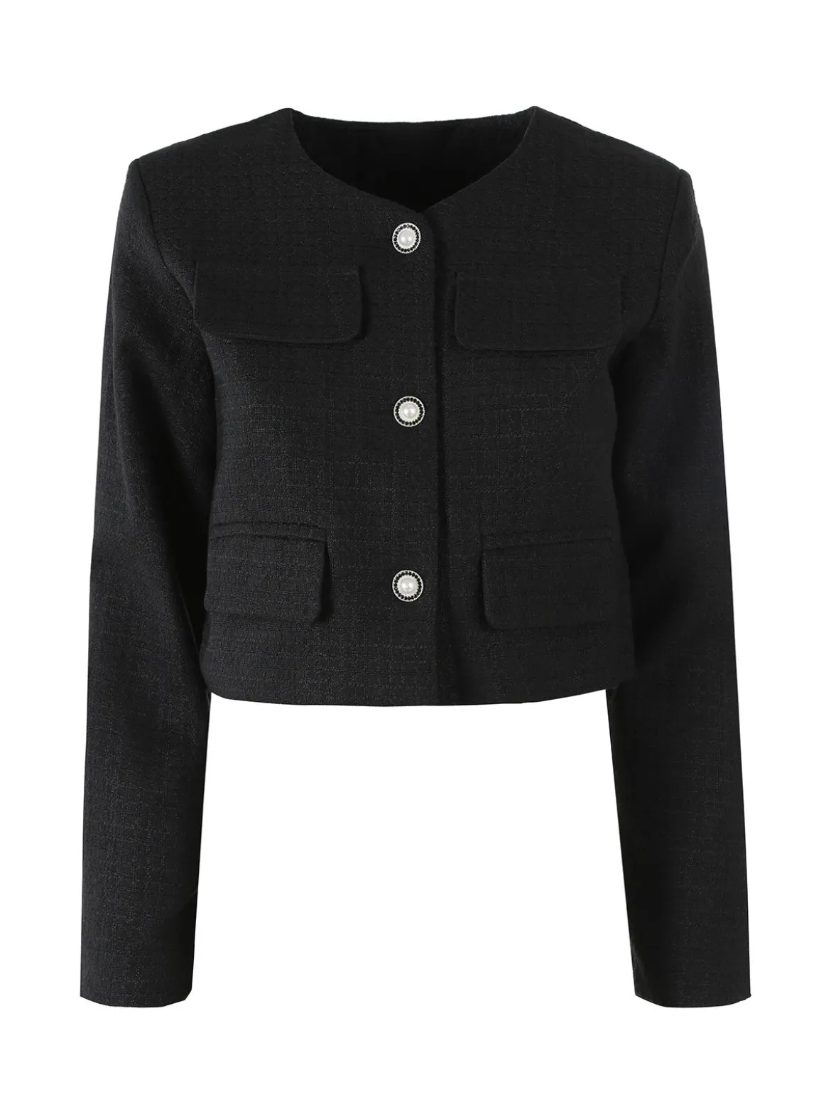 Solada Giacca cropped da donna in tweed - nero