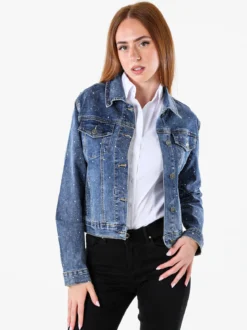 Solada Giacca donna in jeans con micro borchie - jeans