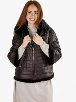 Solada Giacca donna oversize in ecopelliccia reversibile - moro