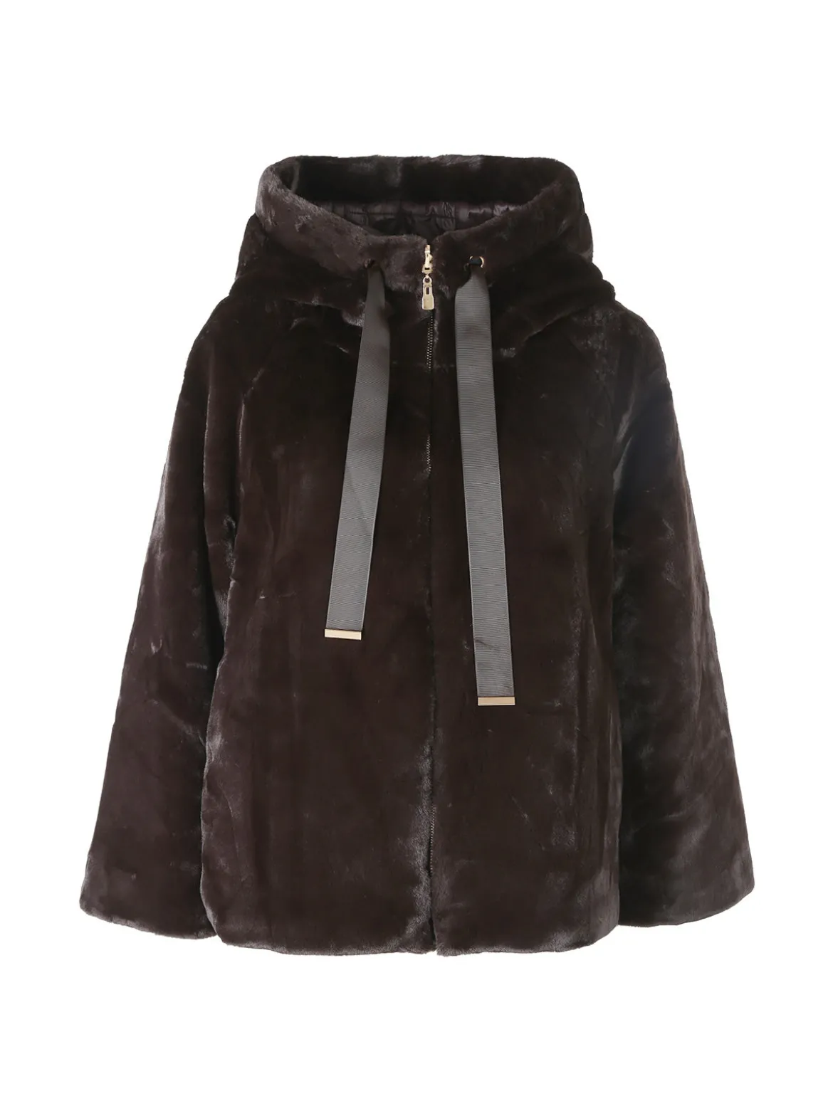 Solada Giacca donna oversize in ecopelliccia reversibile - moro