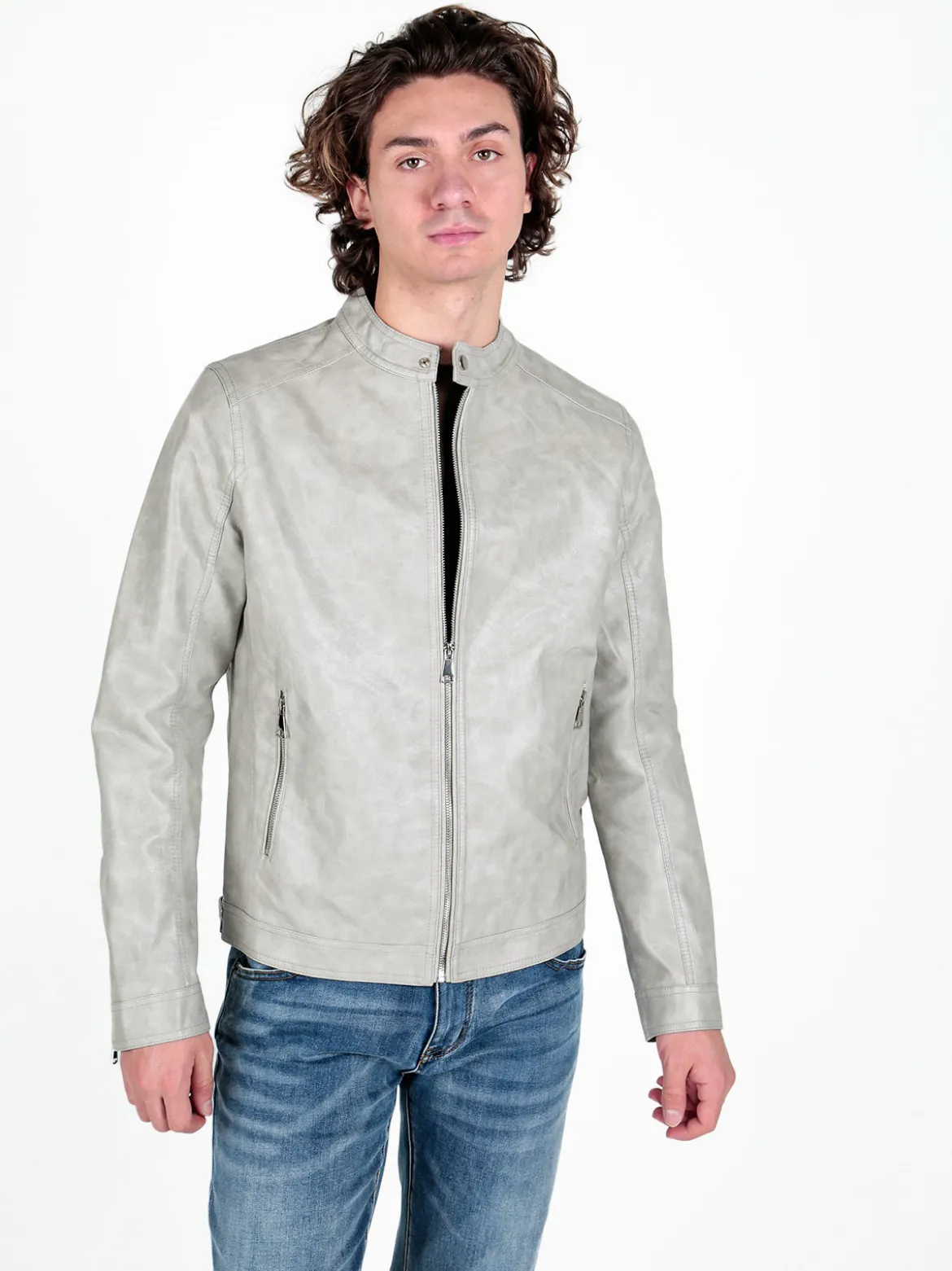 Solada Giacca in ecopelle da uomo con zip
