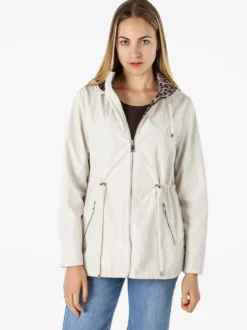 Solada Giacca leggera da donna reversibile con cappuccio e zip - panna