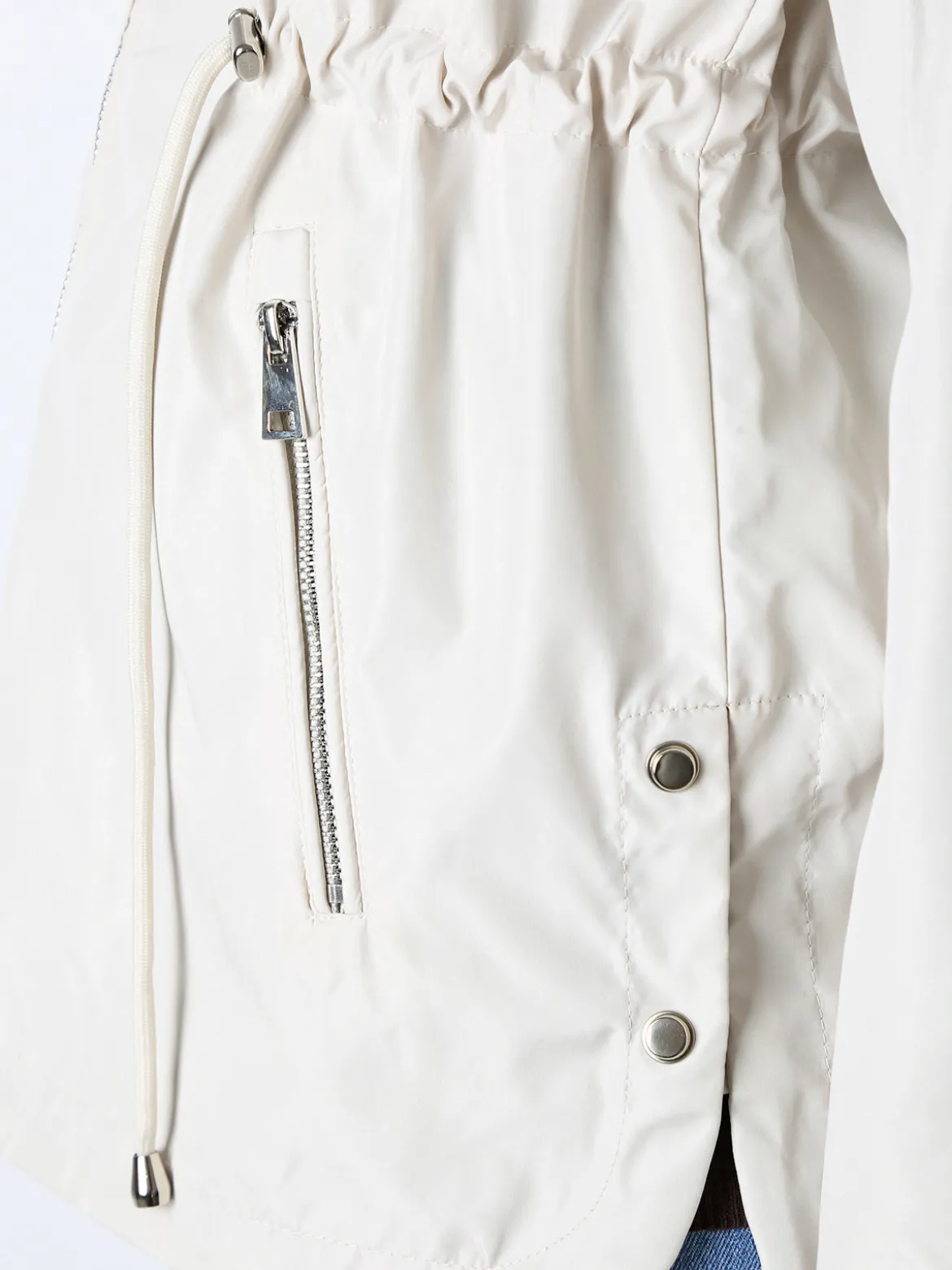 Solada Giacca leggera da donna reversibile con cappuccio e zip - panna