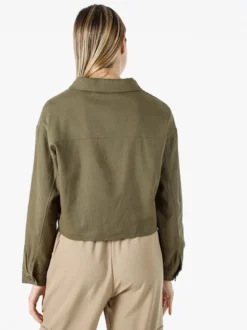 Solada Giacca oversize da donna in misto cotone e lino - militare