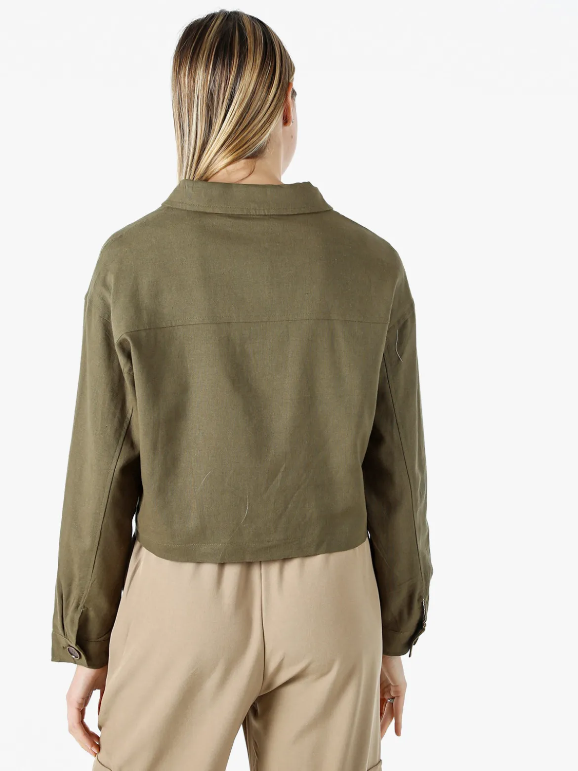 Solada Giacca oversize da donna in misto cotone e lino - militare