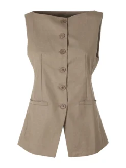 Solada Gilet donna con bottoni - khaki