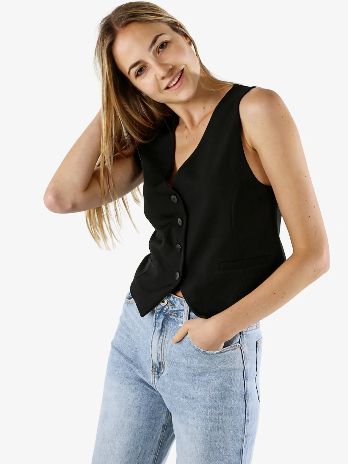 Solada Gilet donna con bottoni - nero