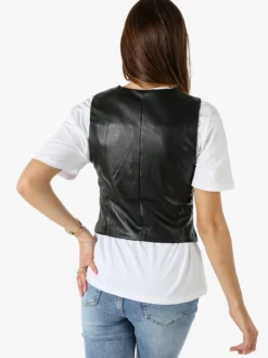 Solada Gilet donna in ecopelle - nero