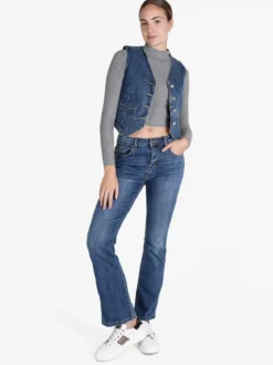 Solada Gilet donna in jeans con strass