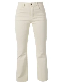 Solada Jeans donna cropped con finale taglio laser - beige