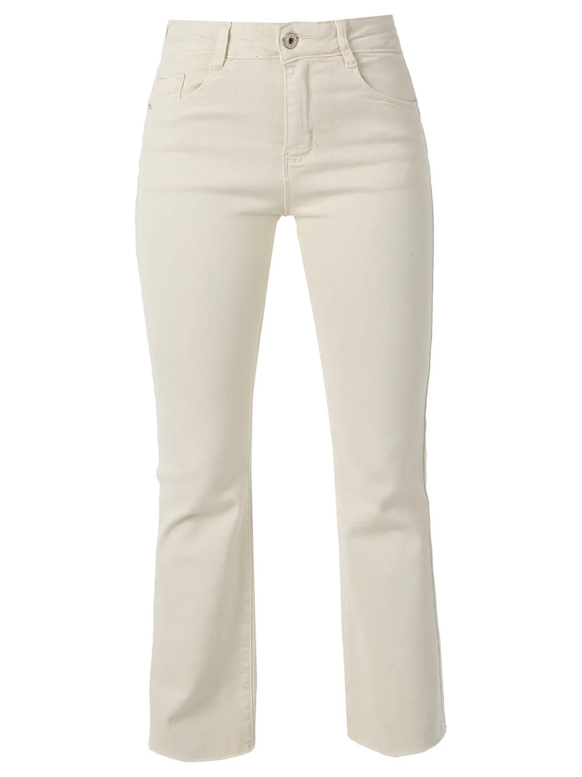 Solada Jeans donna cropped con finale taglio laser - beige