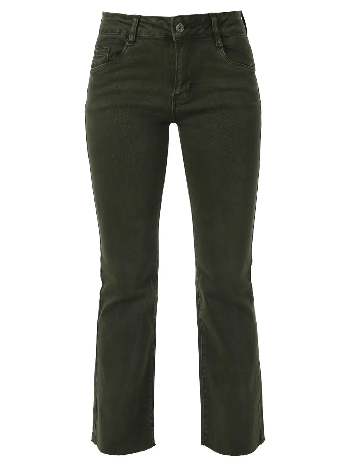Solada Jeans donna cropped con finale taglio laser - militare