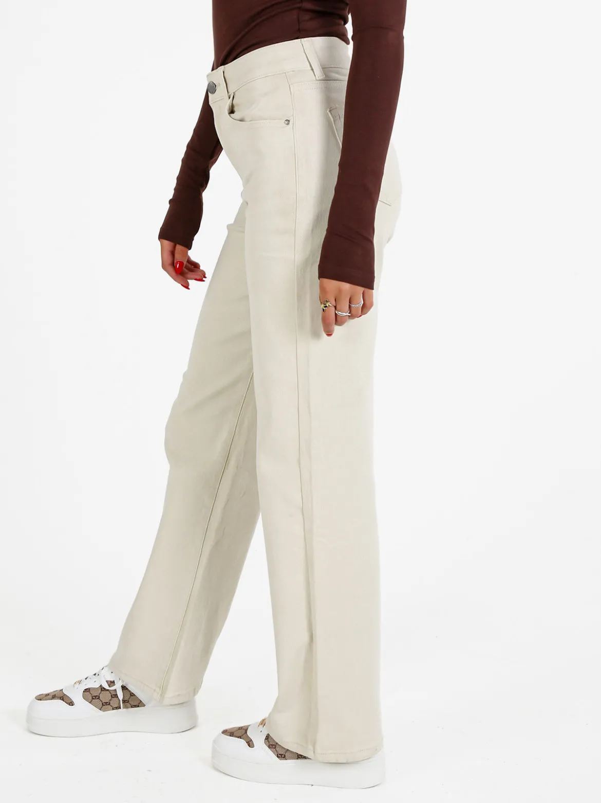 Solada Jeans donna mom fit - panna