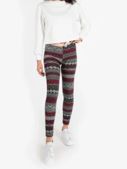 Solada Leggings donna a fantasia in cotone felpato