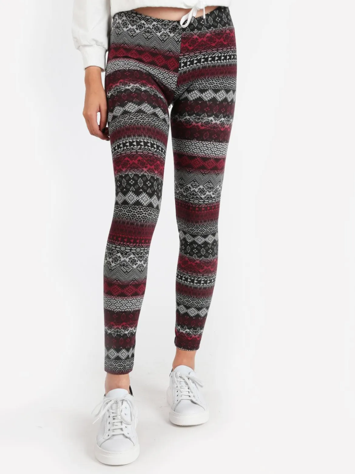 Solada Leggings donna a fantasia in cotone felpato