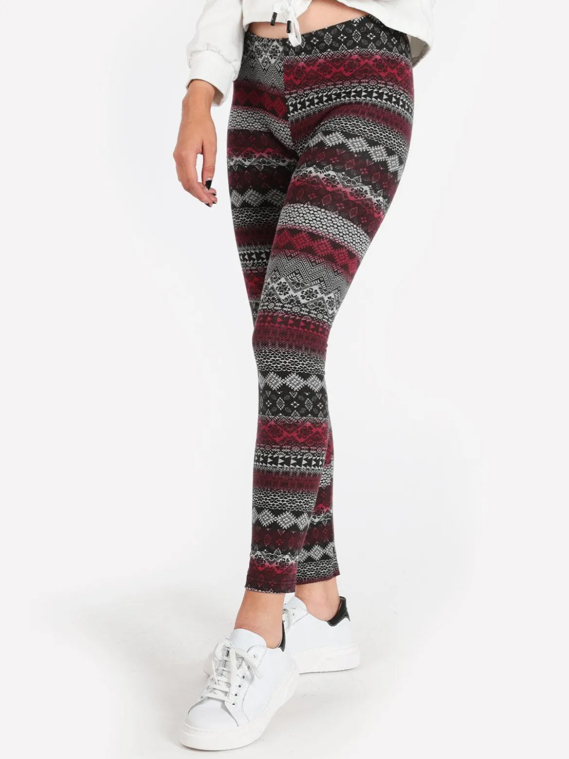 Solada Leggings donna a fantasia in cotone felpato