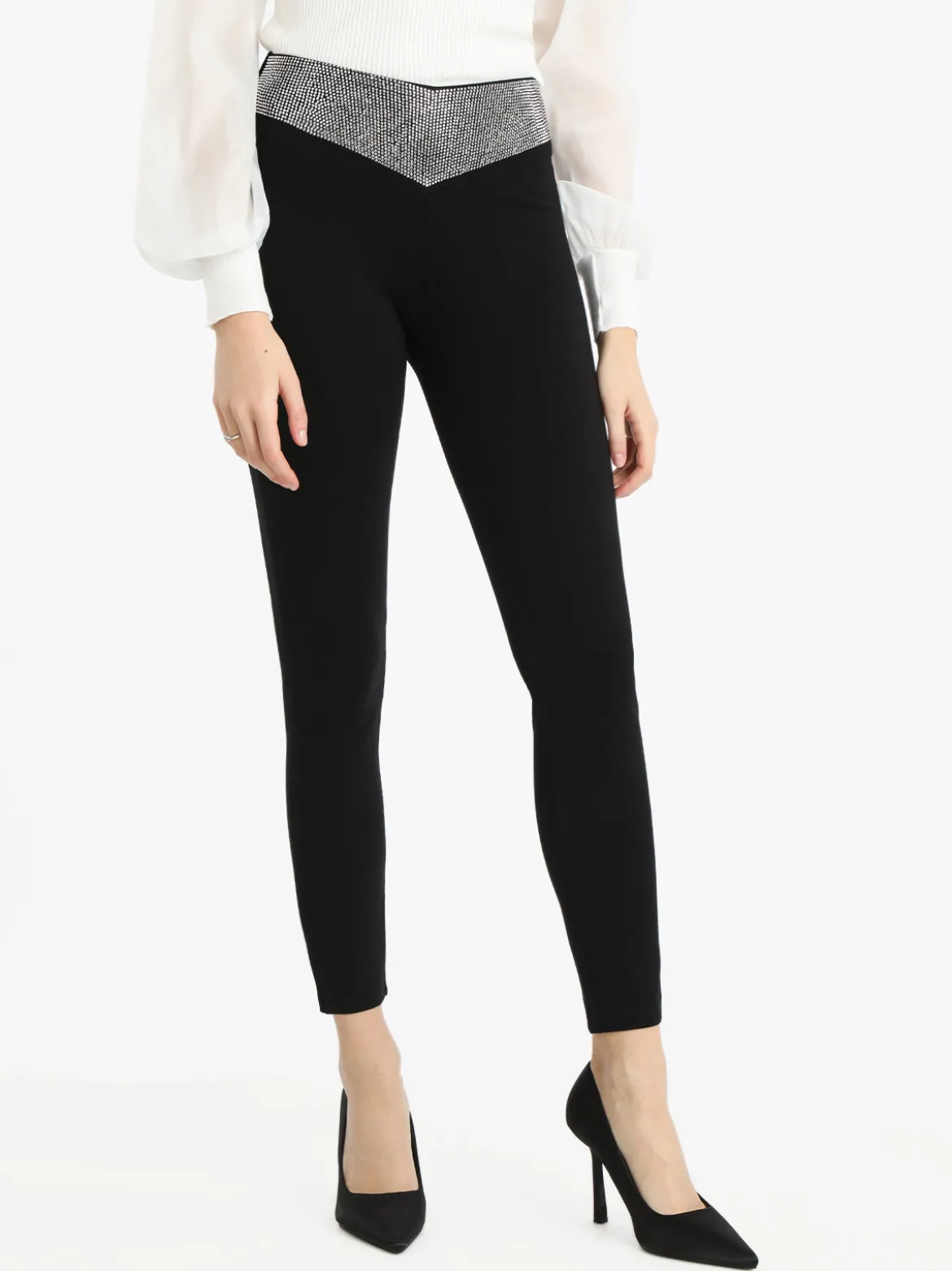 Solada Leggings eleganti donna con borchie luccicanti