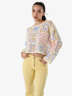 Solada Maglia da donna colorata in macramè - rosa