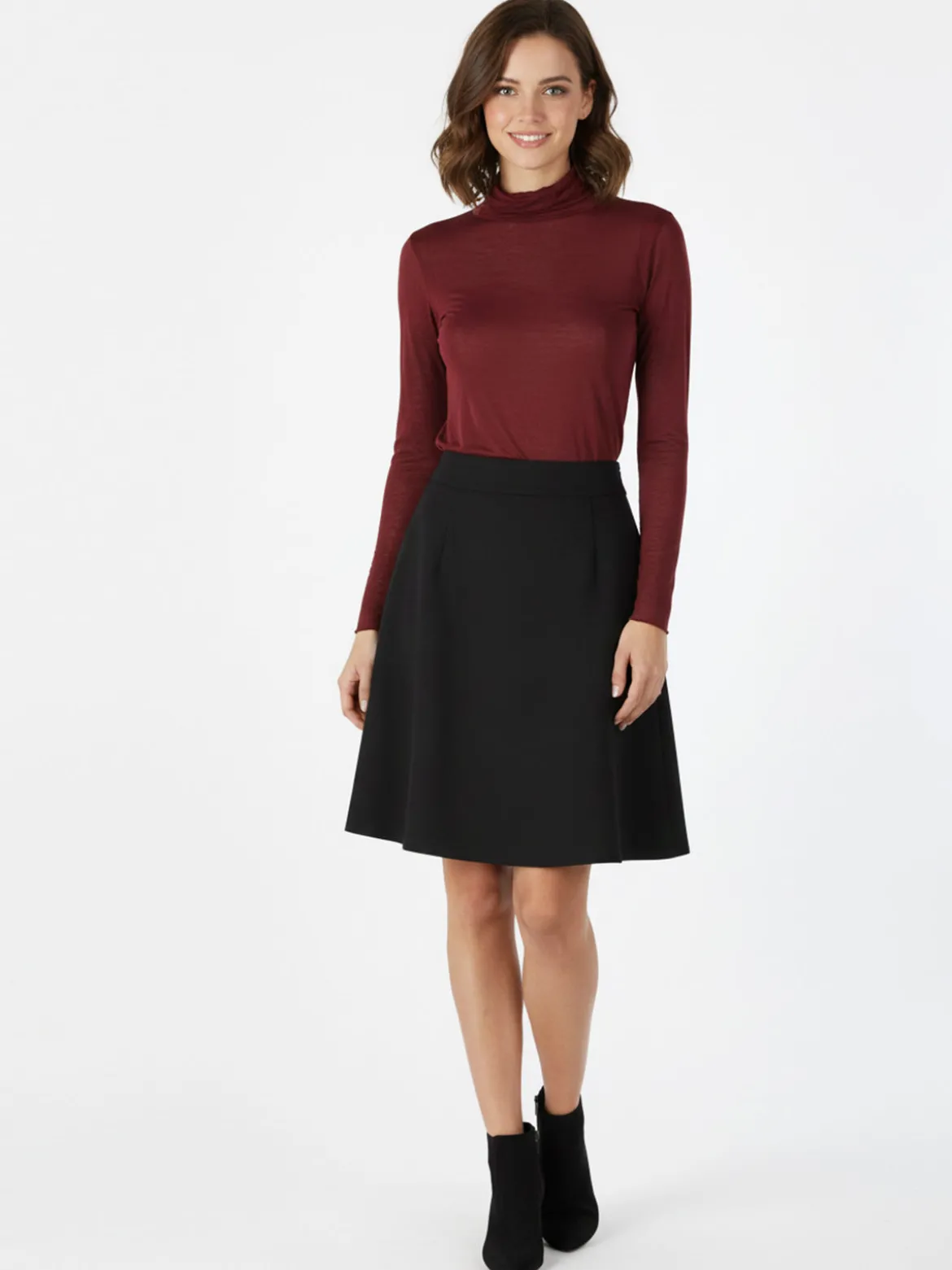 Solada Maglia dolcevita da donna in misto cashmere a maniche lunghe - bordeaux