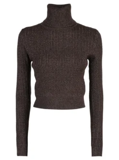 Solada Maglia dolcevita donna a trecce con lurex - moro