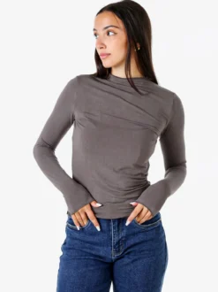 Solada Maglia donna accollata a maniche lunghe - grigio scuro