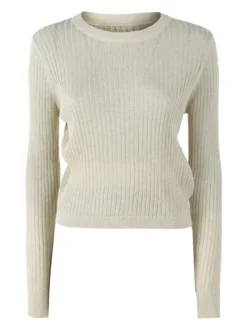 Solada Maglia donna a coste con lurex - beige