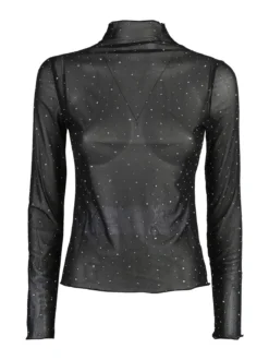 Solada Maglia donna a lupetto in microrete con borchie - nero