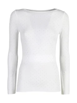 Solada Maglia donna a maniche lunghe con borchie - bianco