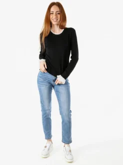 Solada Maglia girocollo da donna con dettagli in pizzo - nero