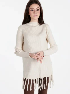 Solada Maglione donna a costine con frange