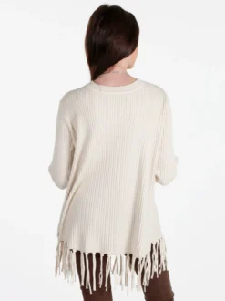 Solada Maglione donna a costine con frange