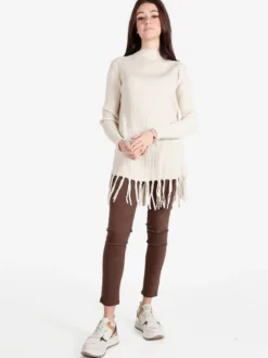Solada Maglione donna a costine con frange