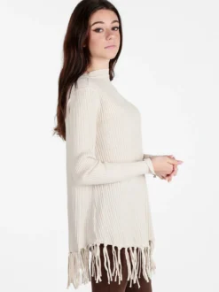 Solada Maglione donna a costine con frange