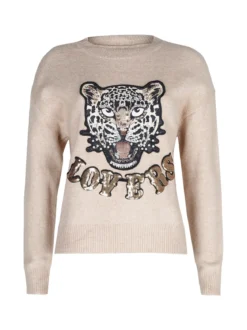 Solada Maglione donna oversize con strass e pietre decorative