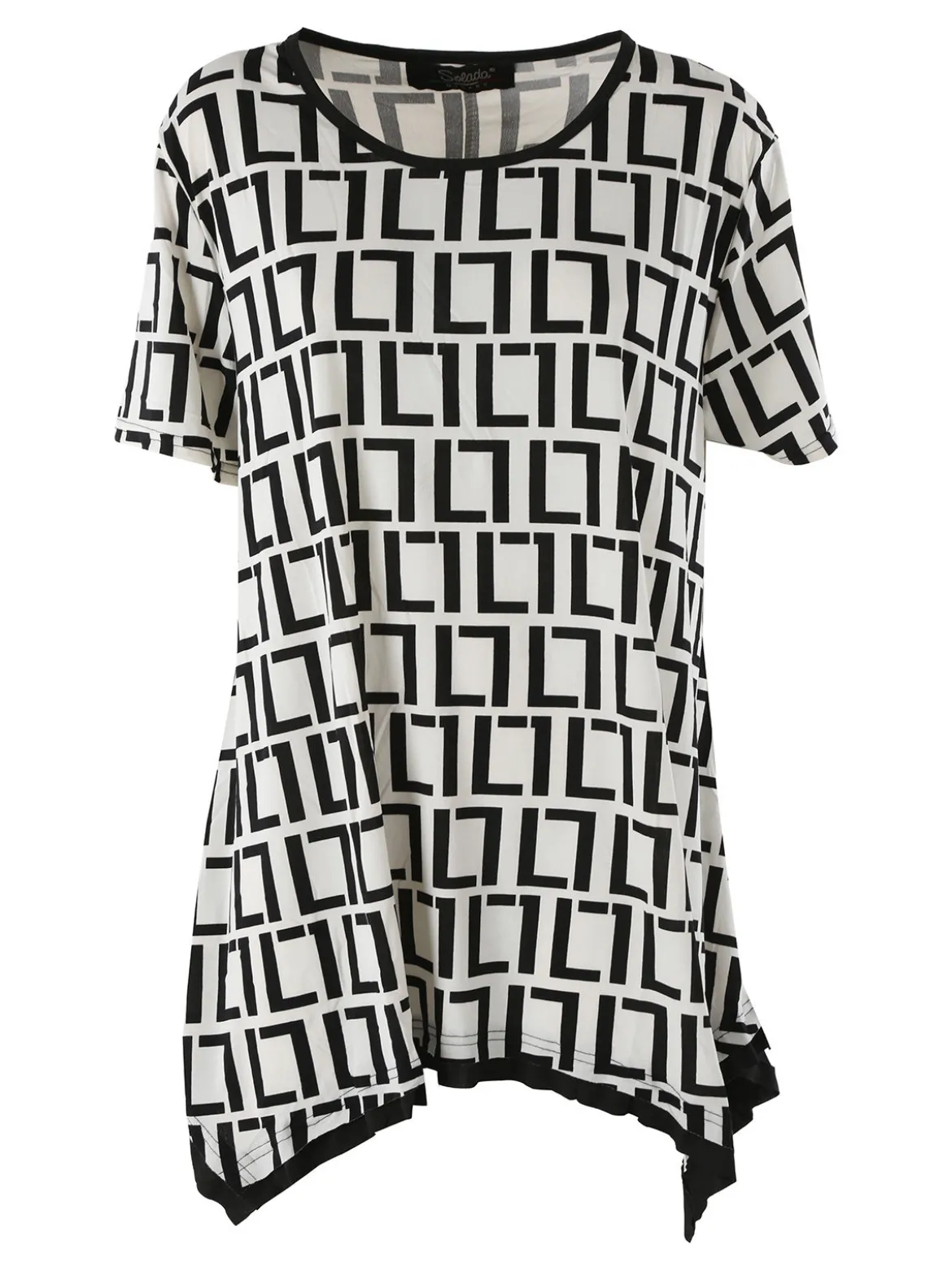 Solada Maxi blusa da donna a maniche corte con stampa greca