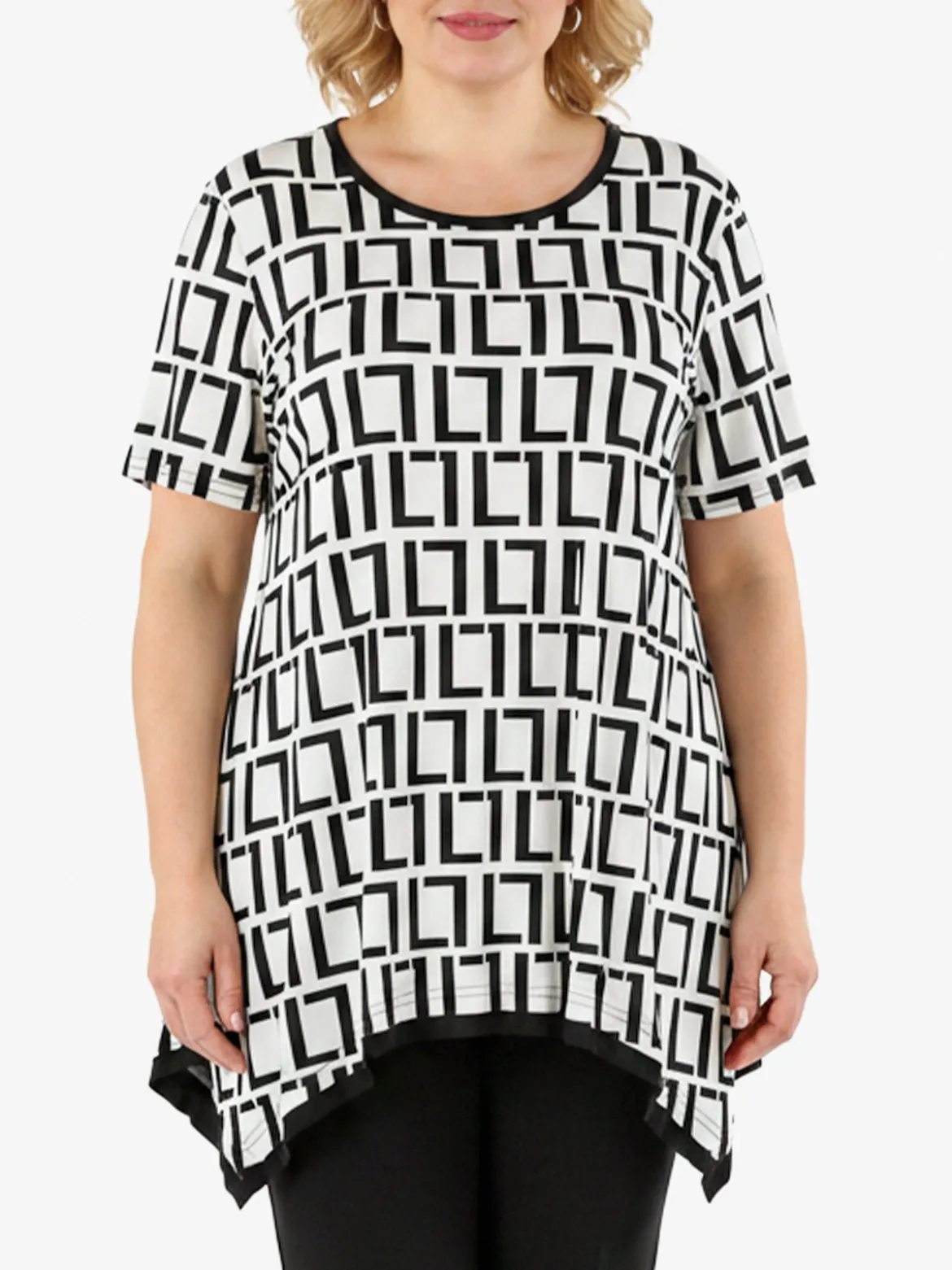 Solada Maxi blusa da donna a maniche corte con stampa greca