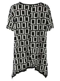 Solada Maxi blusa da donna a maniche corte con stampa greca - nero