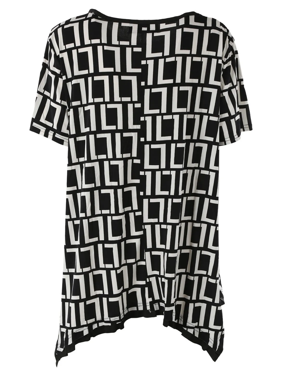 Solada Maxi blusa da donna a maniche corte con stampa greca - nero