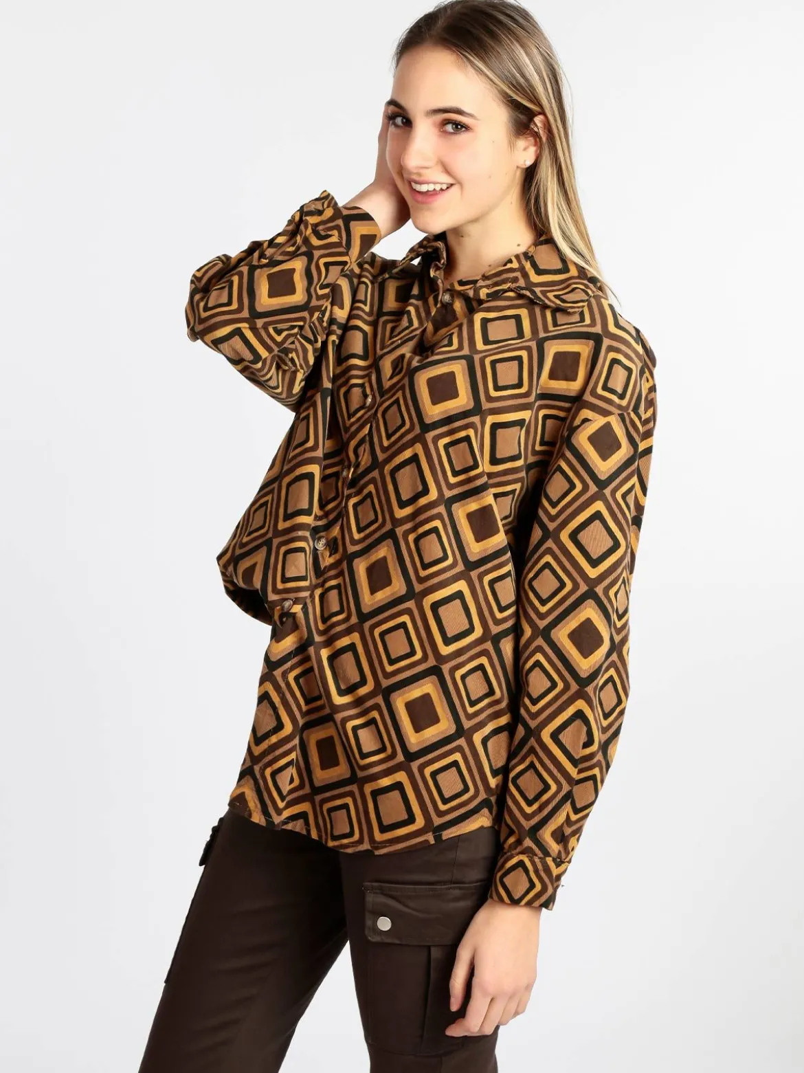 Solada Maxi camicia donna oversize in cotone vellutato
