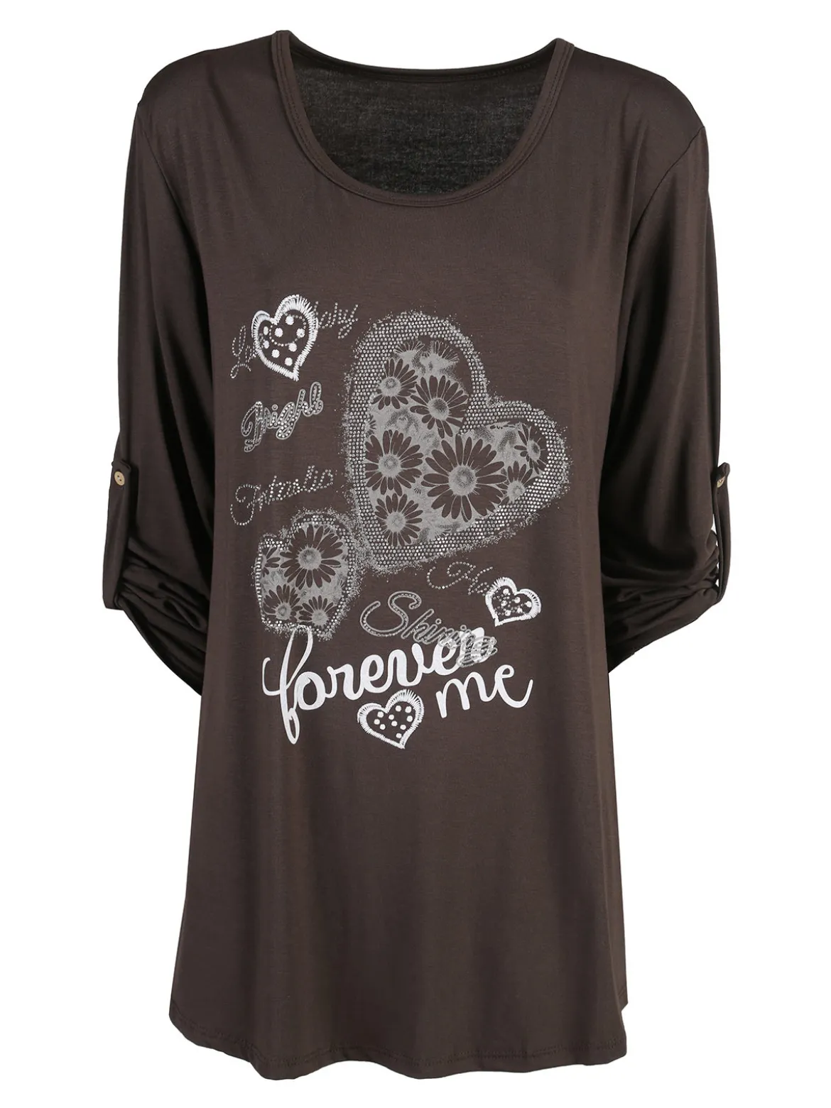 Solada Maxi t-shirt donna con strass - moro