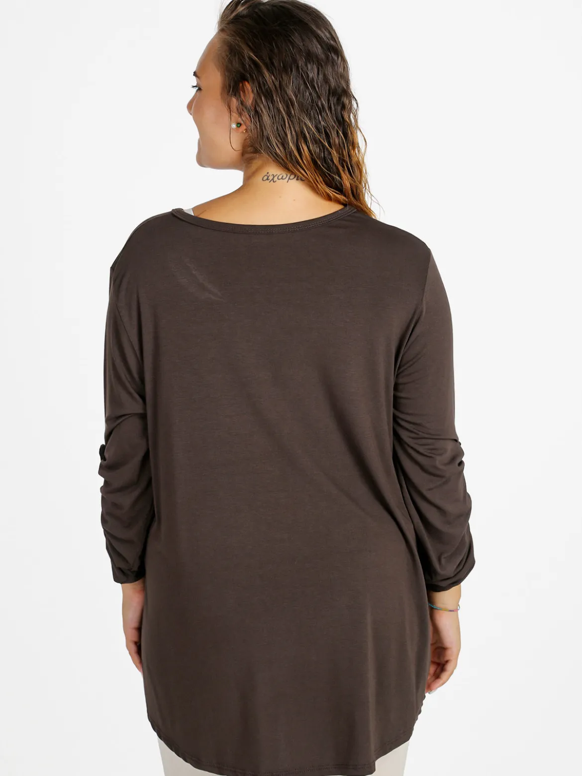 Solada Maxi t-shirt donna con strass - moro