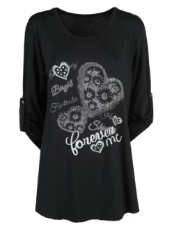 Solada Maxi t-shirt donna con strass - nero