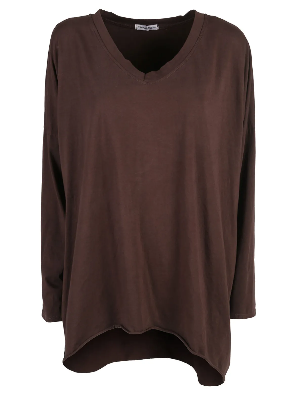 Solada Maxi t-shirt donna in cotone a maniche lunghe - moro