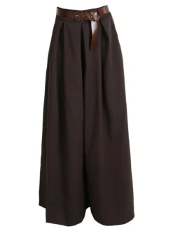 Solada Pantaloni donna a gamba larga con cintura - moro