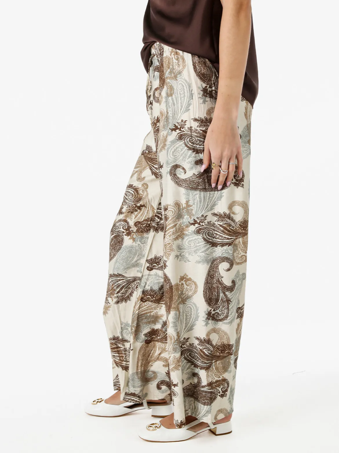Solada Pantaloni donna a gamba larga con stampe - marrone