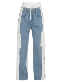 Solada Pantaloni donna a gamba larga con tasconi e coulisse