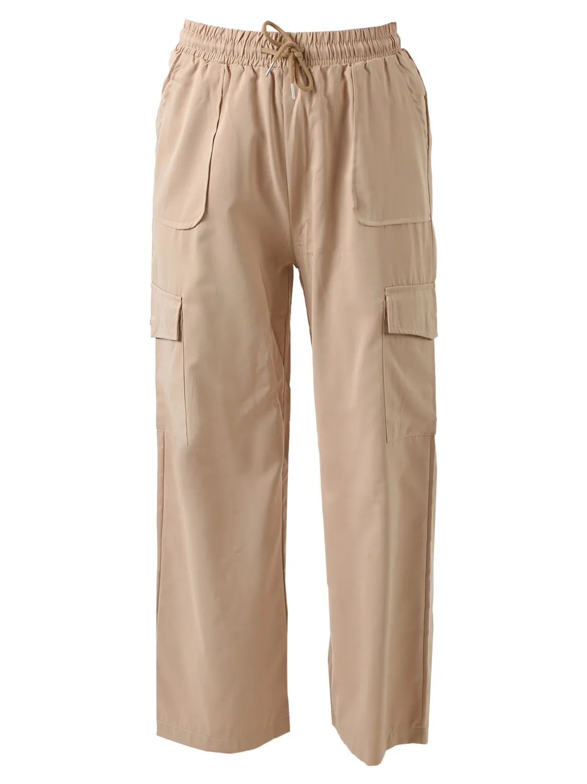 Solada Pantaloni donna a gamba larga con tasconi laterali e coulisse - khaki