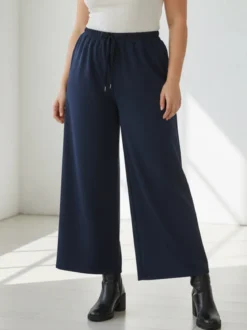Solada Pantaloni donna a gamba larga taglie forti - blu scuro